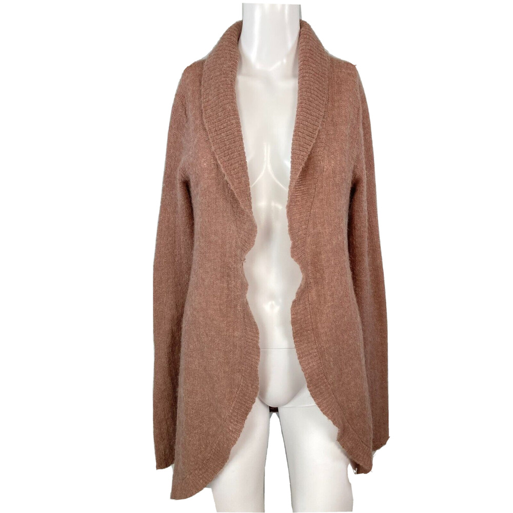 Kimchi Blue Cardigan Womens Sz M Blush Beige Wool Knit Shawl Collar Open Sweater